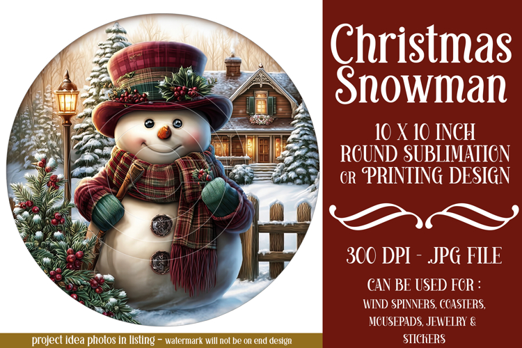 Christmas Wind Spinner, Snowman Round Design, Winter, s34