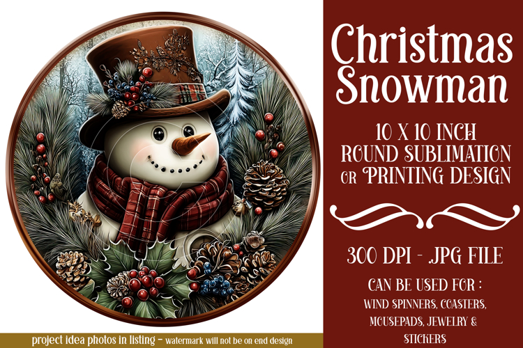 Christmas Wind Spinner, Snowman Round Design, Winter, s38