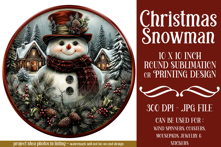 Christmas Wind Spinner, Snowman Round Design, Winter, s39