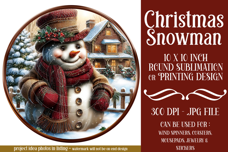 Christmas Wind Spinner, Snowman Round Design, Winter, s40
