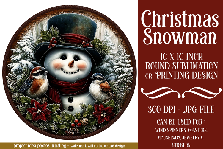 Christmas Wind Spinner, Snowman Round Design, Winter, s44