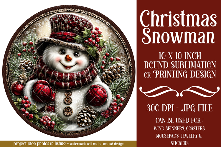 Christmas Wind Spinner, Snowman Round Design, Winter, s49