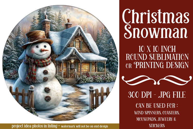Christmas Wind Spinner, Snowman Round Design, Winter, s6