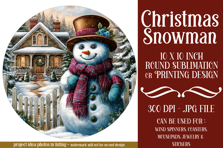 Christmas Wind Spinner, Snowman Round Design, Winter, s9