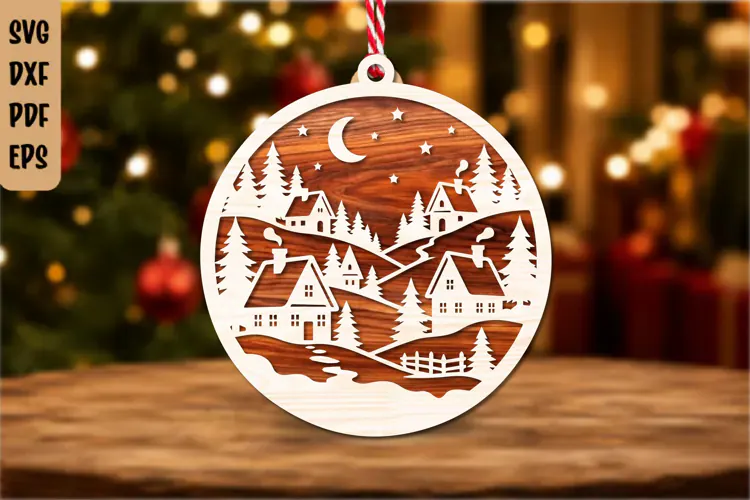 Christmas Winter Village Ornament Laser Cut SVG