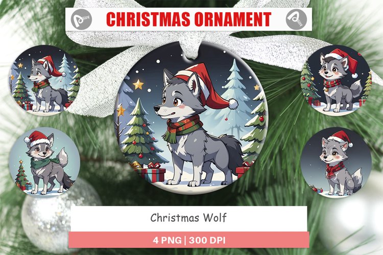 Christmas Ornaments Cartoon Christmas Wolf