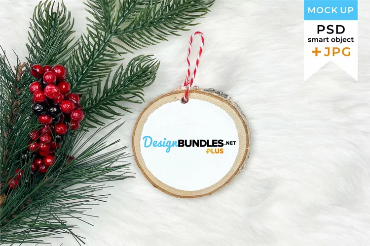Christmas ornament Mockup | Wood ornament with white paint
