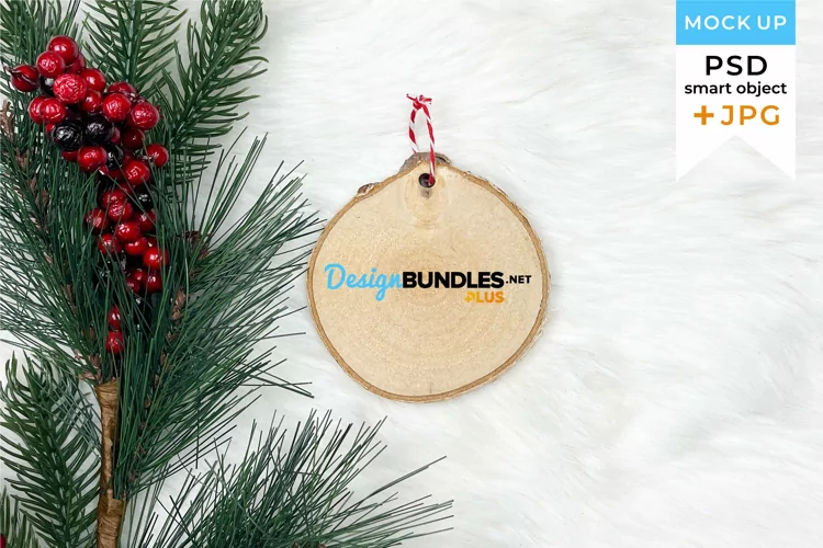 Christmas wood ornament Mockup