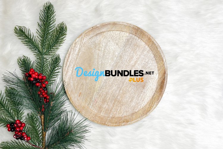 Christmas wood plate mockup | Wood mockup Christmas example image 1