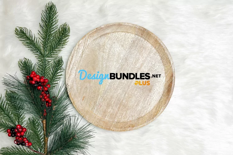 Christmas wood plate mockup | Wood mockup Christmas