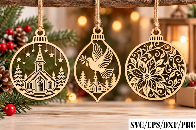 Christmas Wooden Ornament Laser Cut