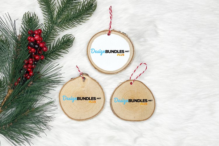 Christmas ornaments mockups | Wooden ornaments mockup example image 1