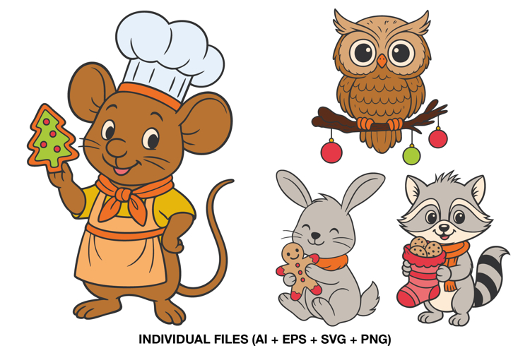 Christmas Woodland Clipart, Winter Animal PNG