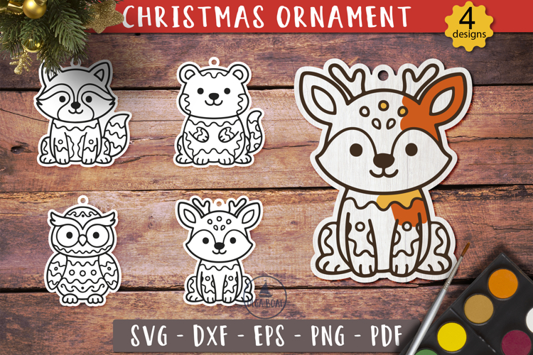 Christmas Woodland Animal Ornament SVG Laser Painting Toy