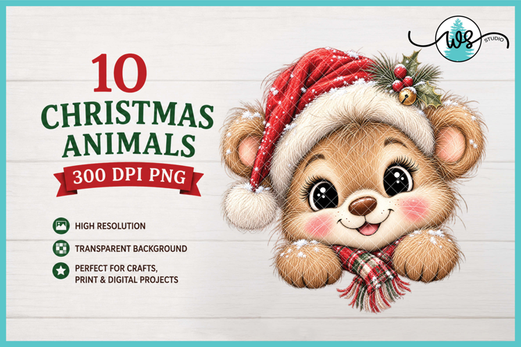 Christmas Woodland Animal Toppers PNG Clipart