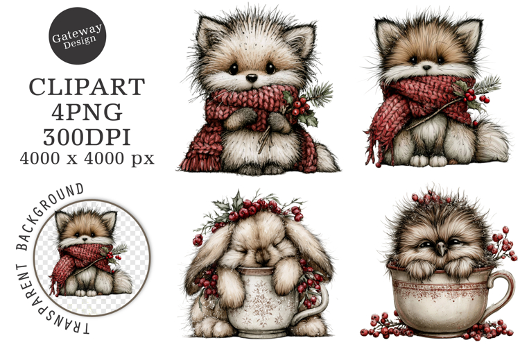 Christmas Woodland Animals Clipart