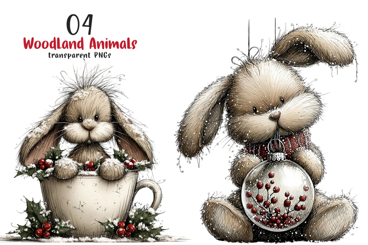 Christmas Woodland Animals Clipart example image 1