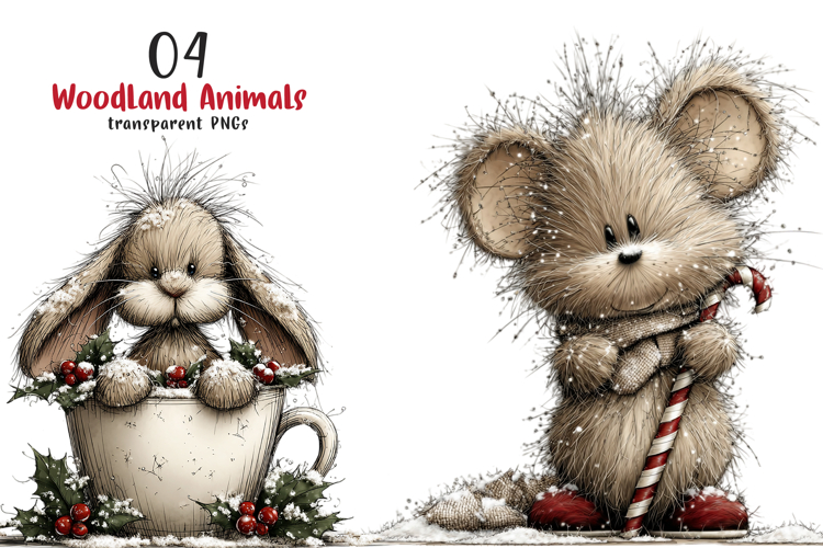 Christmas Woodland Animals Clipart example image 1