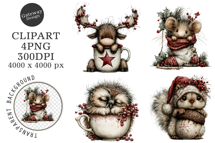 Christmas Woodland Animals Clipart