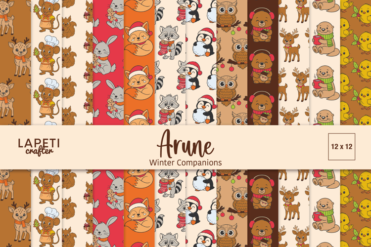 Christmas Woodland Animals Digital Papers For Card Making