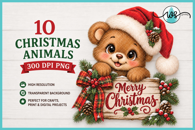 Christmas Woodland Animals PNG Clipart Printables