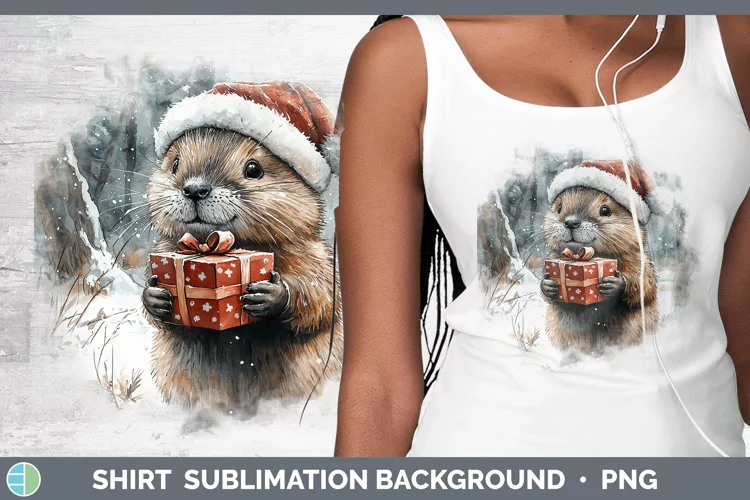 Christmas Woodland Beaver Shirt Sublimation Sublimation Back
