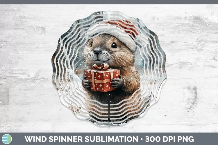 Christmas Woodland Beaver Wind Spinner Sublimation Spinner D