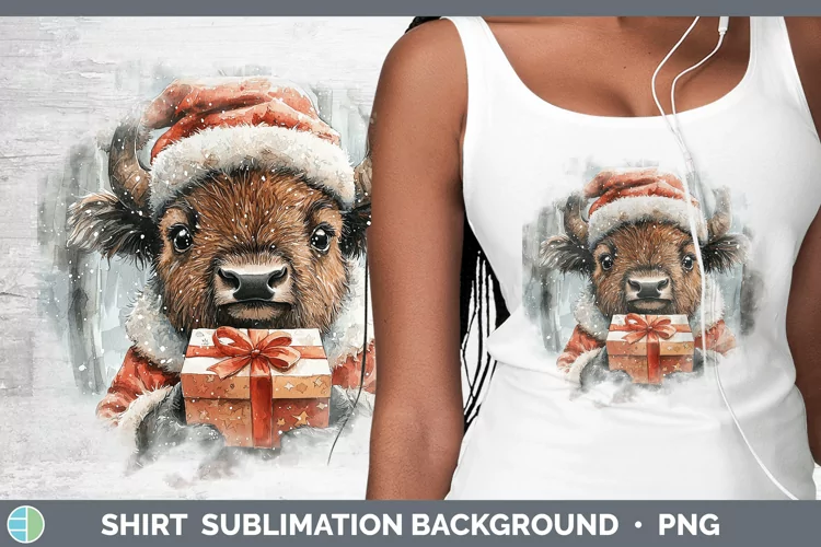 Christmas Woodland Bison Shirt Sublimation Sublimation Backg