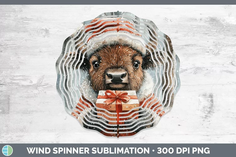 Christmas Woodland Bison Wind Spinner Sublimation Spinner De