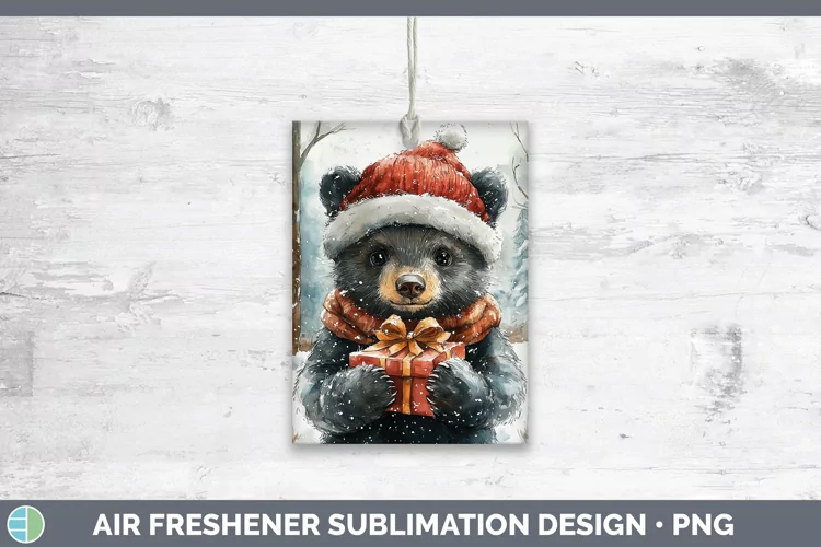 Christmas Woodland Black Bear Air Freshener Sublimation Car