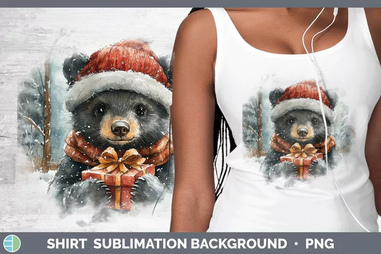 Christmas Woodland Black Bear Shirt Sublimation Sublimation