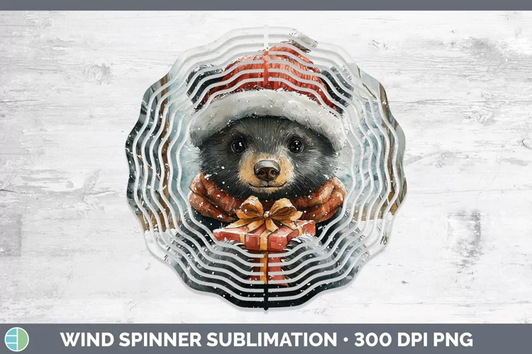 Christmas Woodland Black Bear Wind Spinner Sublimation Spinn