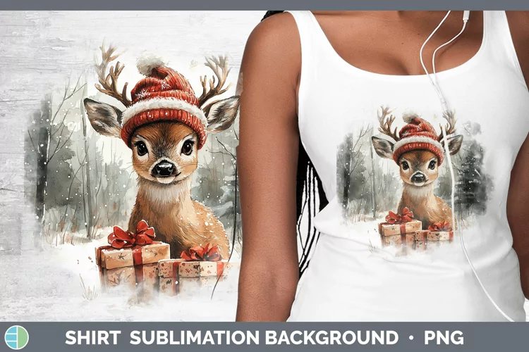 Christmas Woodland Deer Shirt Sublimation Sublimation Backgr