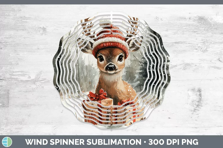 Christmas Woodland Deer Wind Spinner Sublimation Spinner Des