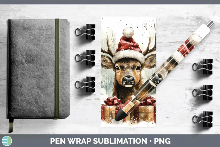 Christmas Woodland Elk Pen Wrap Sublimation Pen Designs