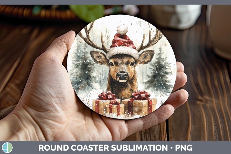 GorgeousChristmas Woodland Round Coaster design.