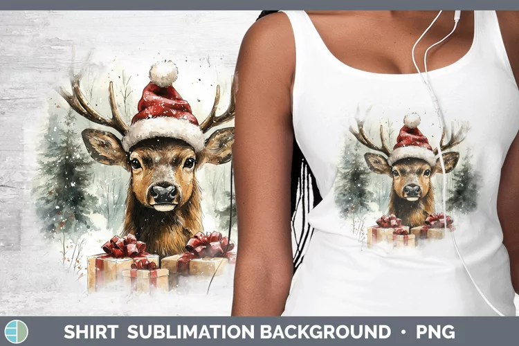 Christmas Woodland Elk Shirt Sublimation Sublimation Backgro