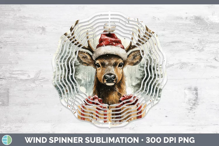 Christmas Woodland Elk Wind Spinner Sublimation Spinner Desi