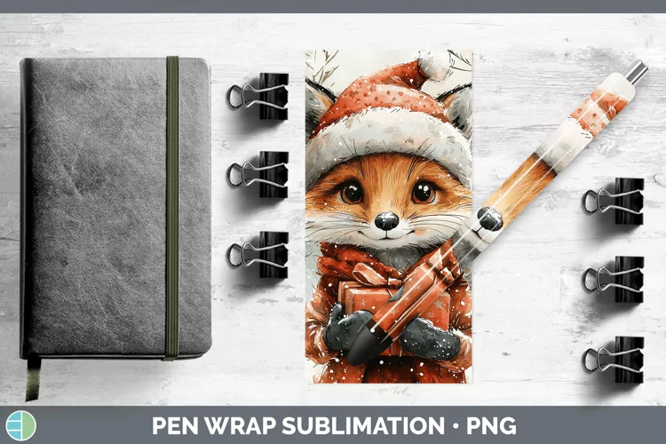 Christmas Woodland Fox Pen Wrap Sublimation Pen Designs
