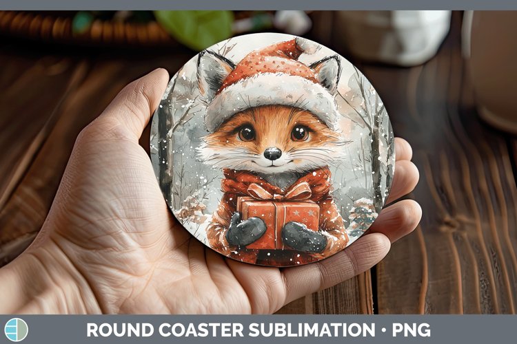 GorgeousChristmas Woodland Round Coaster design.