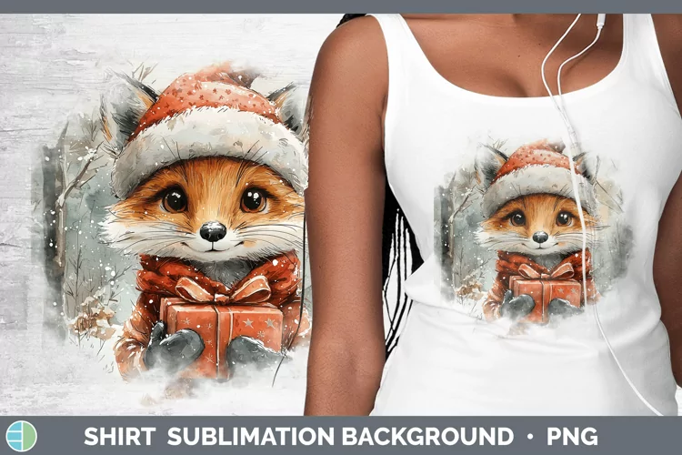 Christmas Woodland Fox Shirt Sublimation Sublimation Backgro