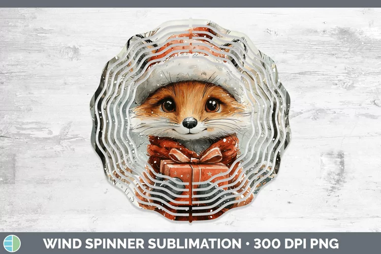 Christmas Woodland Fox Wind Spinner Sublimation Spinner Desi