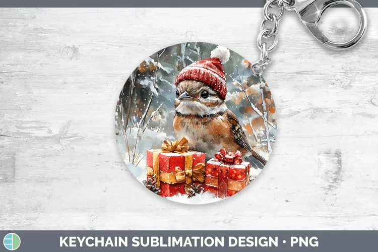 Christmas Woodland Grouse Keychain Sublimation Keyring Desig