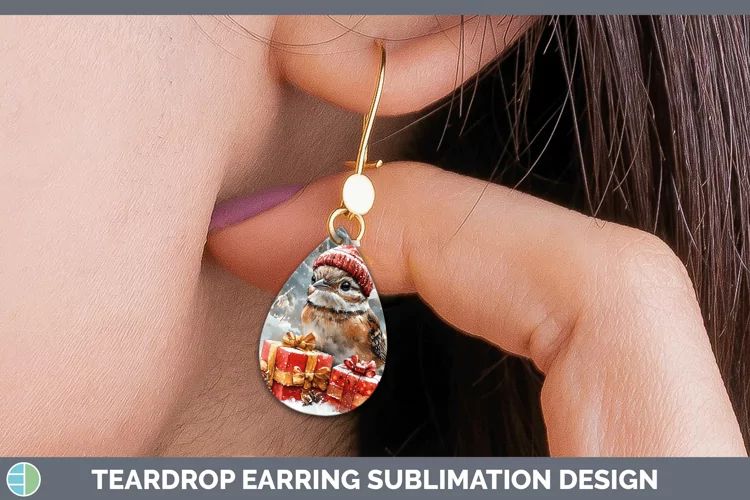 Christmas Woodland Grouse Teardrop Earrings Sublimation Earr