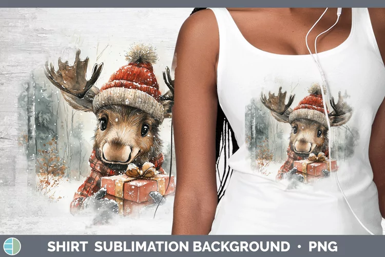 Christmas Woodland Moose Shirt Sublimation Sublimation Backg