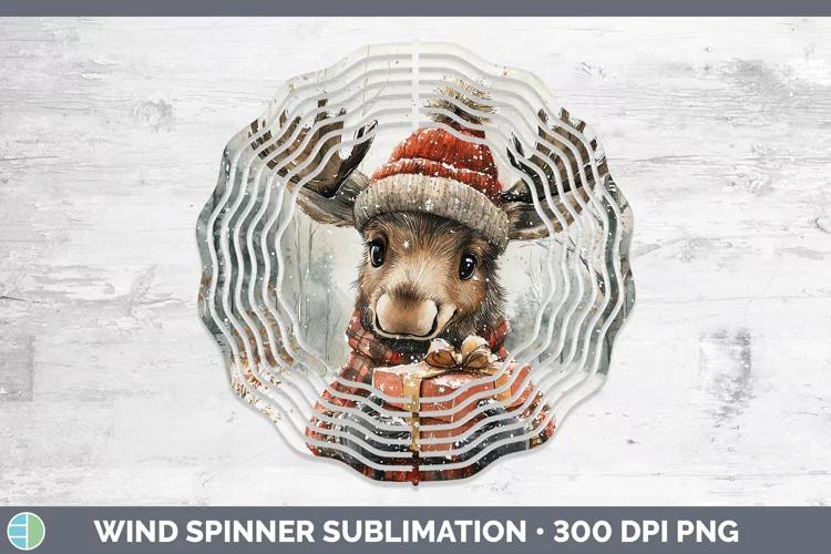 Christmas Woodland Moose Wind Spinner Sublimation Spinner De