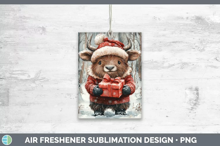 Christmas Woodland Musk Ox Air Freshener Sublimation Car Fre