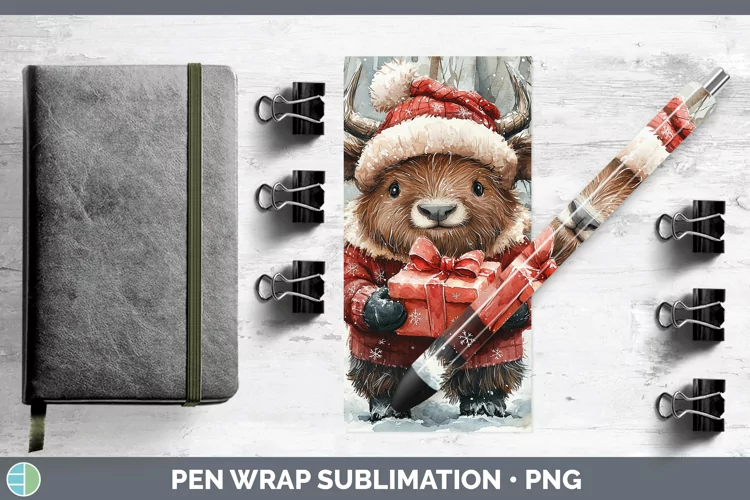 Christmas Woodland Musk Ox Pen Wrap Sublimation Pen Designs