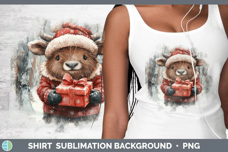 Christmas Woodland Musk Ox Shirt Sublimation Sublimation Bac