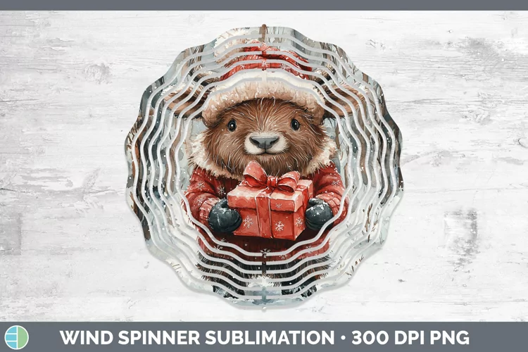 Christmas Woodland Musk Ox Wind Spinner Sublimation Spinner